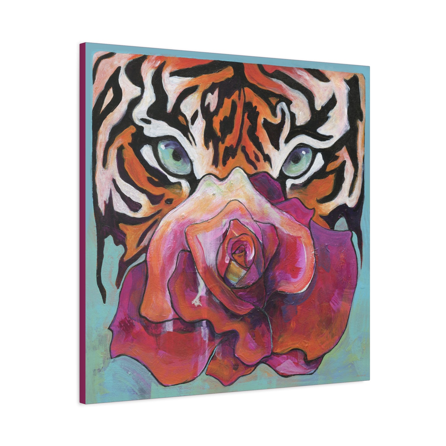 "Tiger Rose" Unframed Canvas Royal Pink Edge Reproduction by Zabrina Fine Art