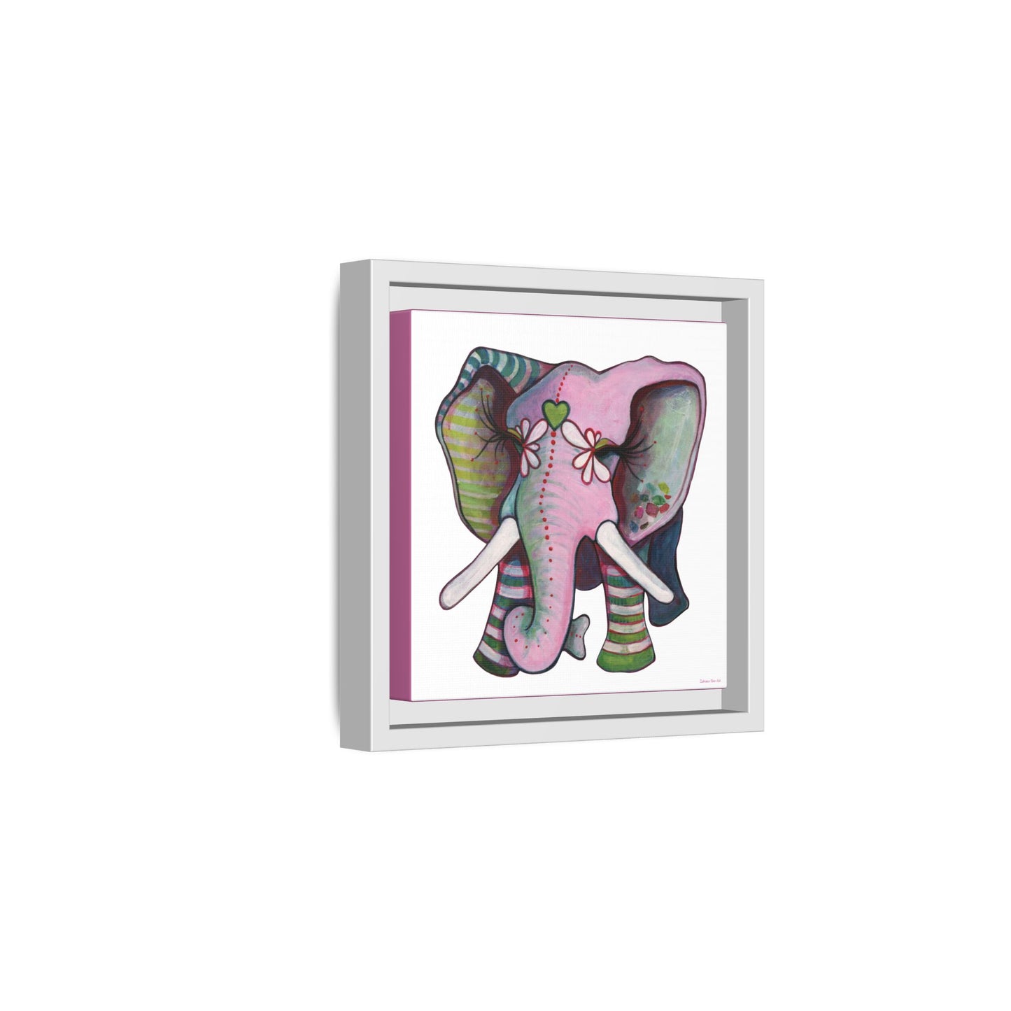 "Green Heart Elephant" Framed Canvas Fine Art Reproduction by Zabrina Fine Art