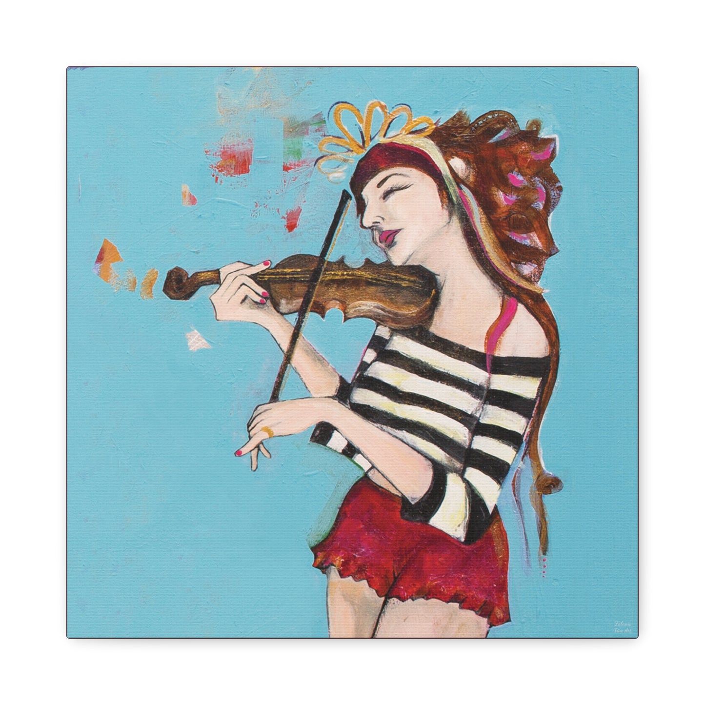 "The Violinist" Unframed Canvas Red Edge Reproduction by Zabrina Fine Art