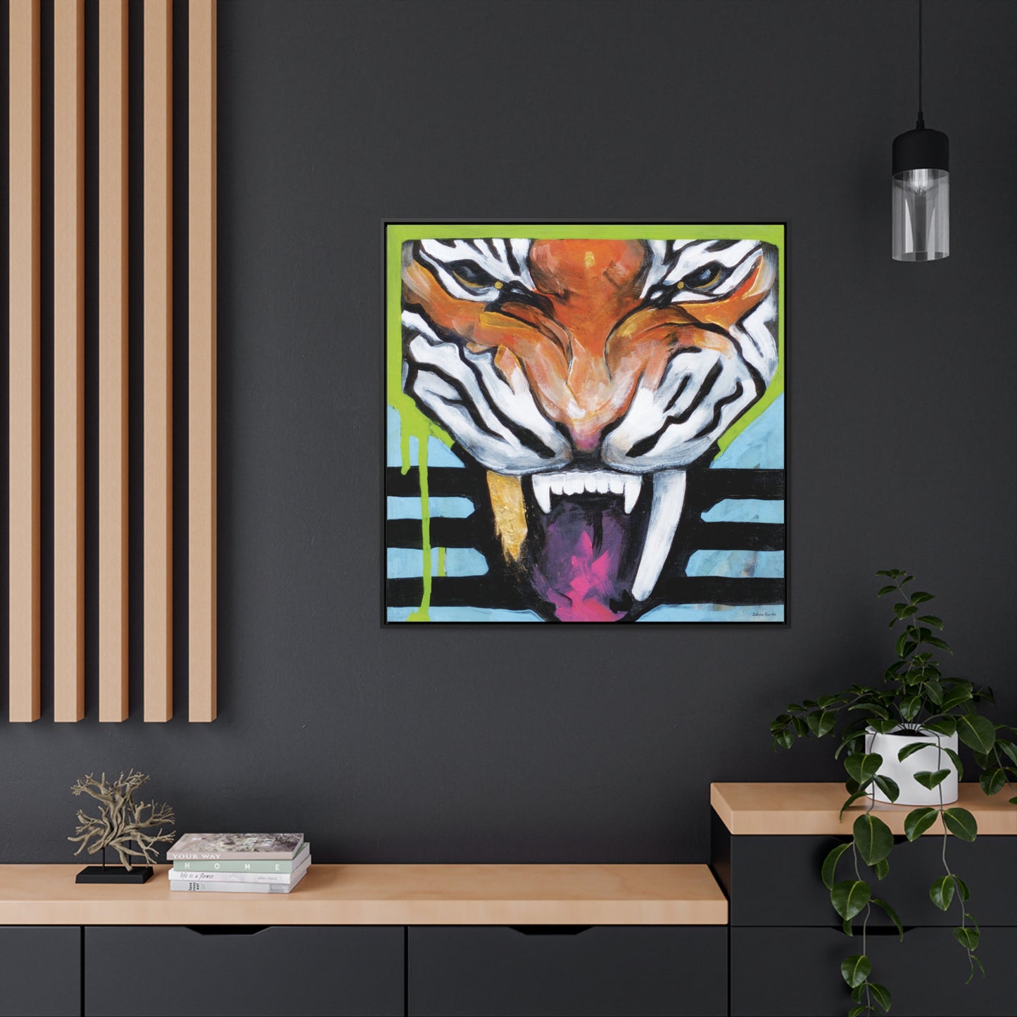 "Tiger Fang" Framed Canvas Fine Art Reproduction by Zabrina Fine Art