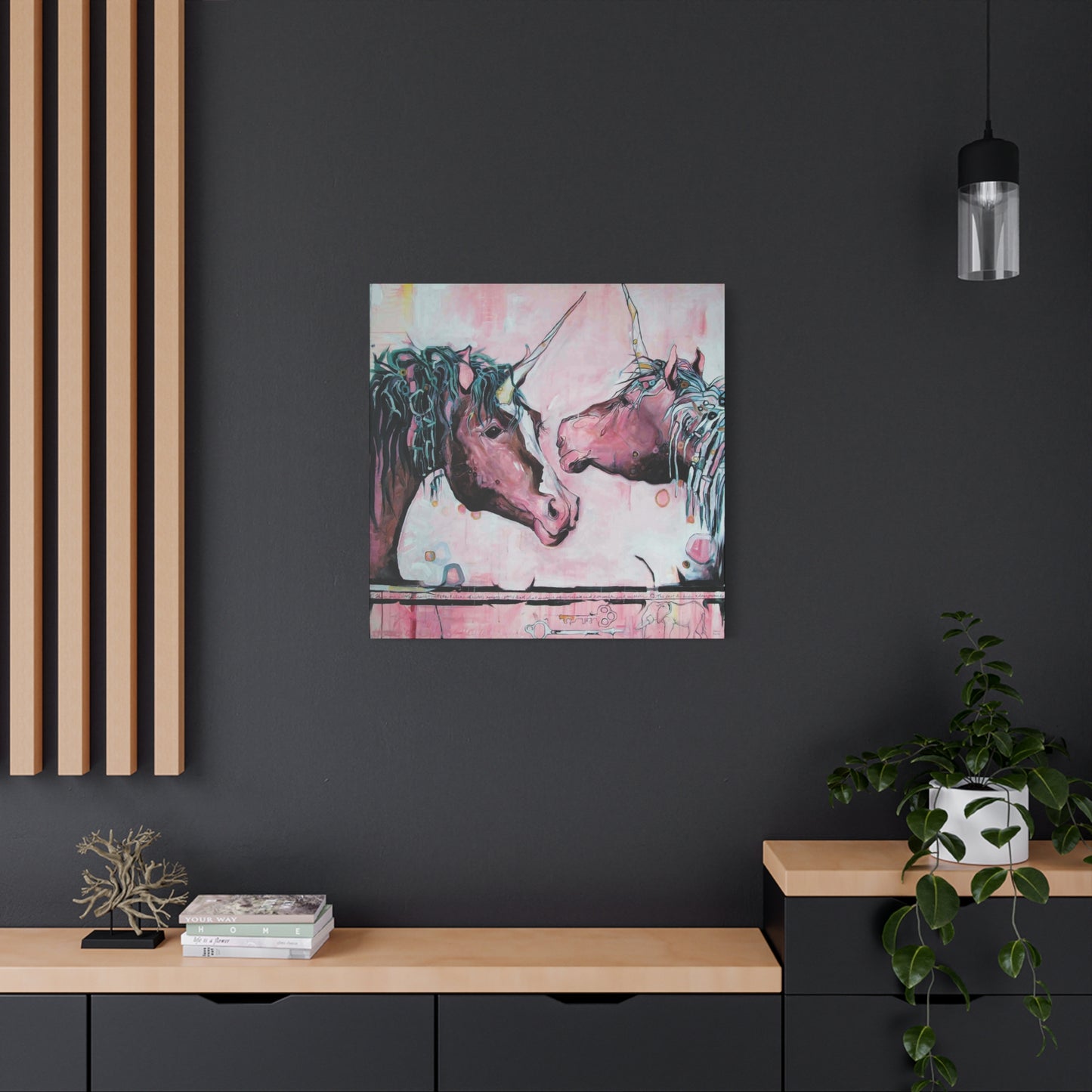 "Unicorns Are Real" Unframed Canvas Black Edge Reproduction by Zabrina Fine Art