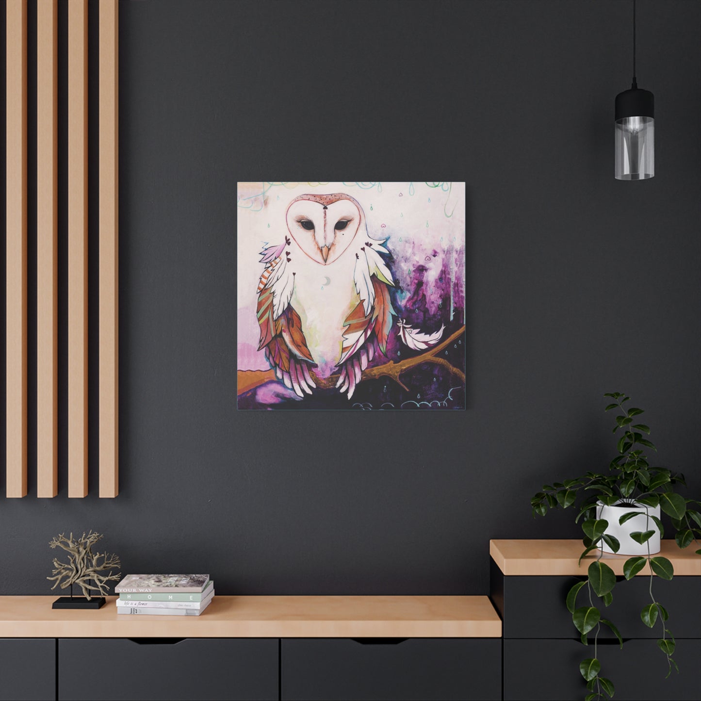 "Rainy Day Owl" Unframed Canvas Neptune Blue Edge Reproduction by Zabrina Fine Art