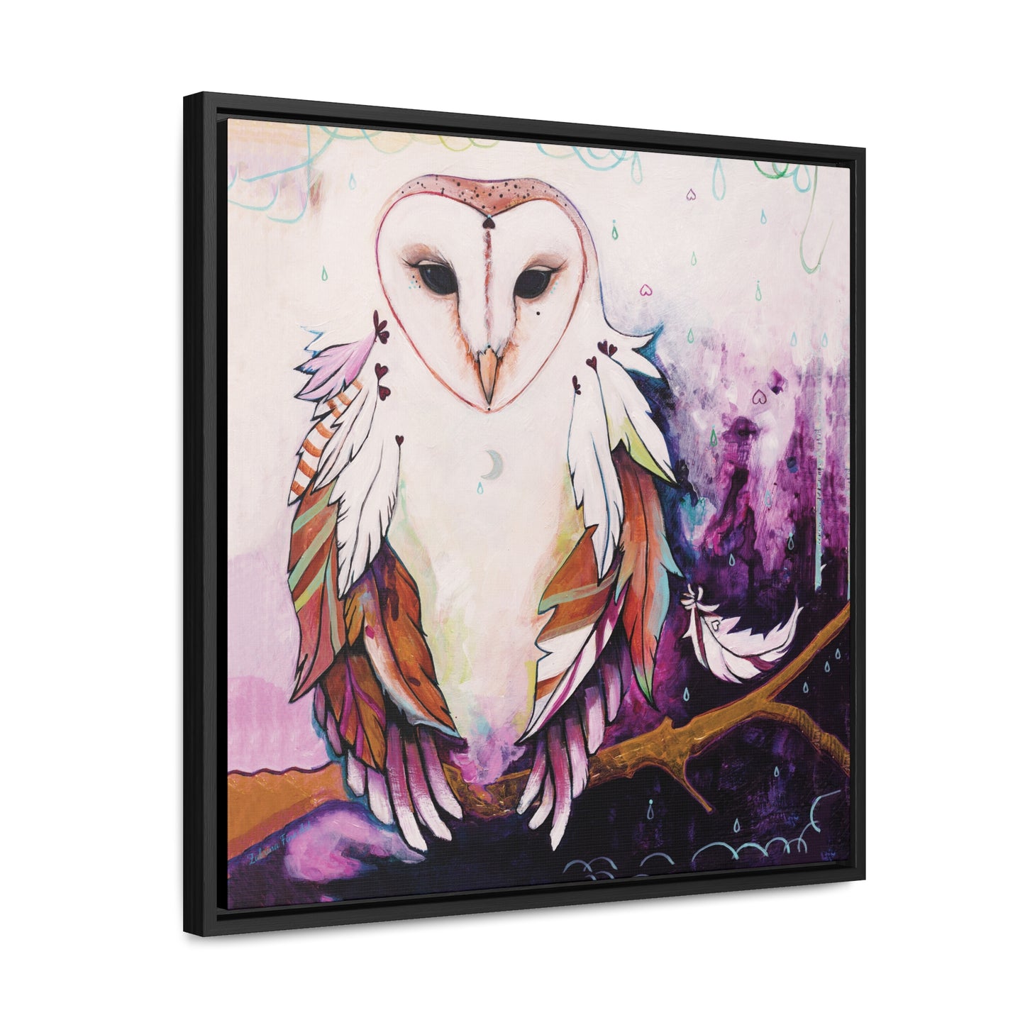 "Rainy Day Owl" Framed Canvas Fine Art Reproduction by Zabrina Fine Art