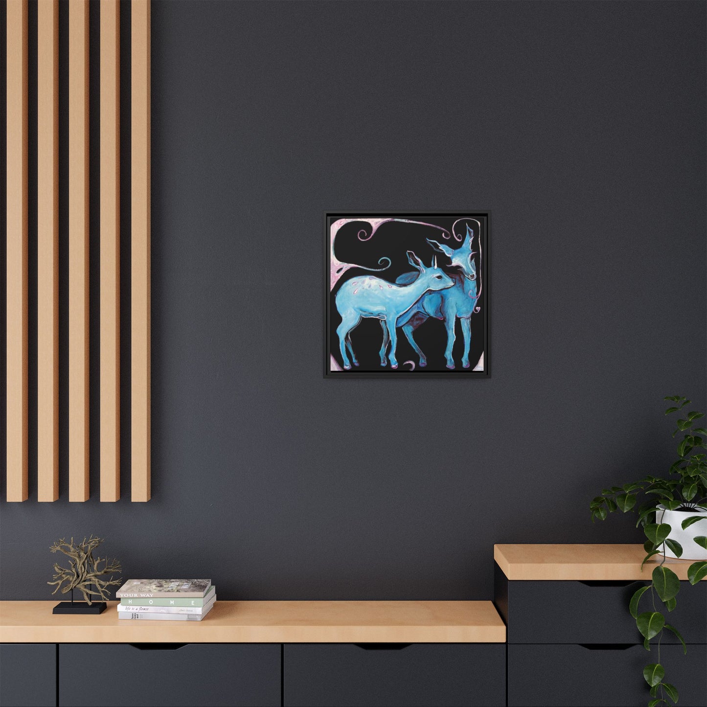 "Deer Love" Framed Canvas Fine Art Reproduction by Zabrina Fine Art