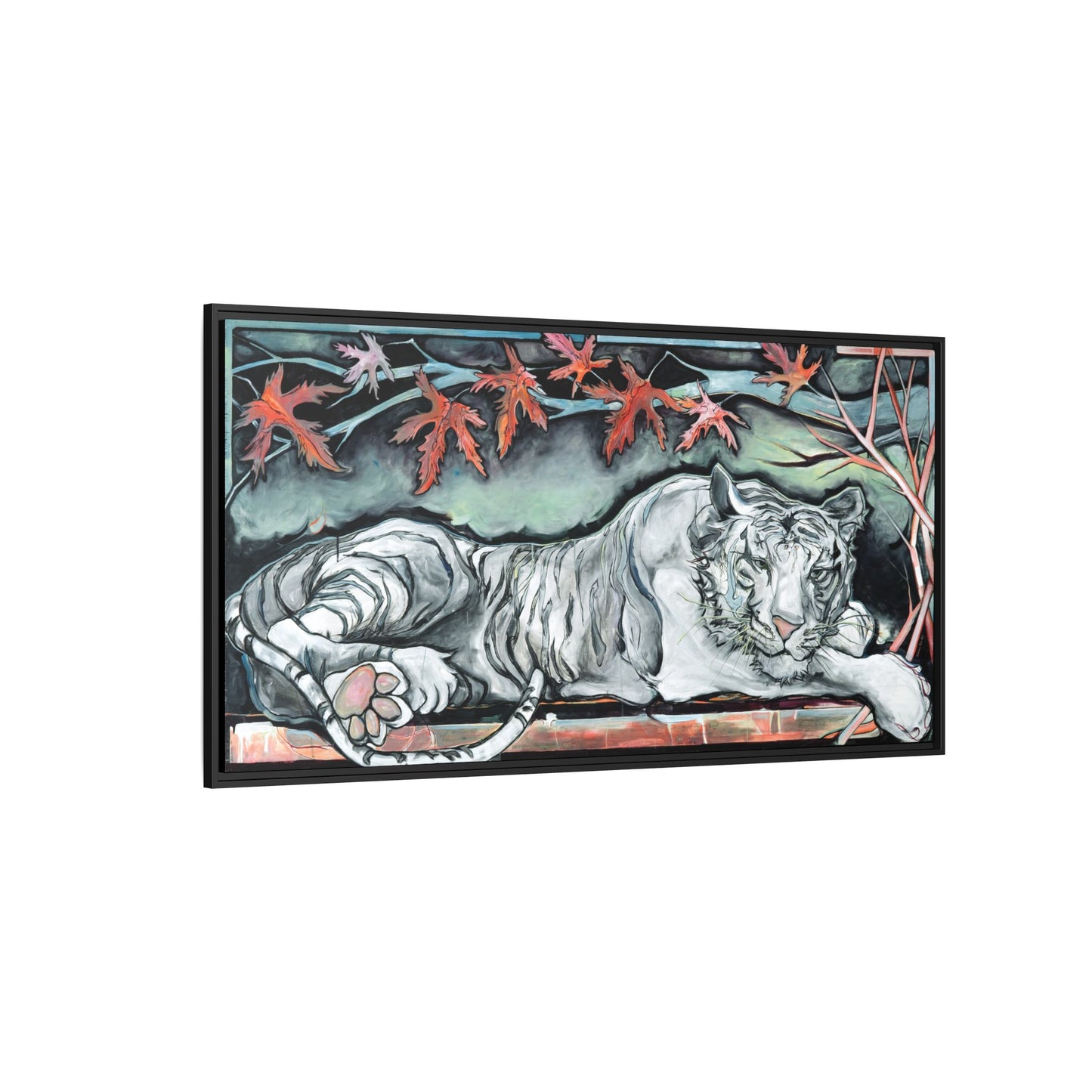 "White Tiger" Framed Canvas Fine Art Reproduction by Zabrina Fine Art