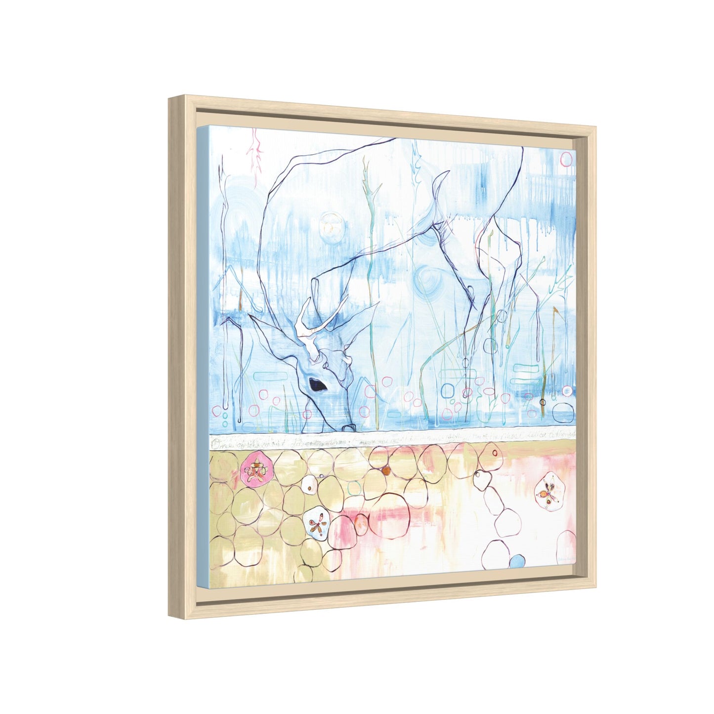 "One Antler Deer" Framed Canvas Fine Art Reproduction by Zabrina Fine Art