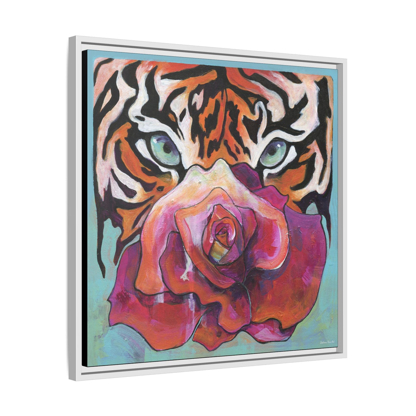 "Tiger Rose" Framed Canvas Fine Art Reproduction by Zabrina Fine Art