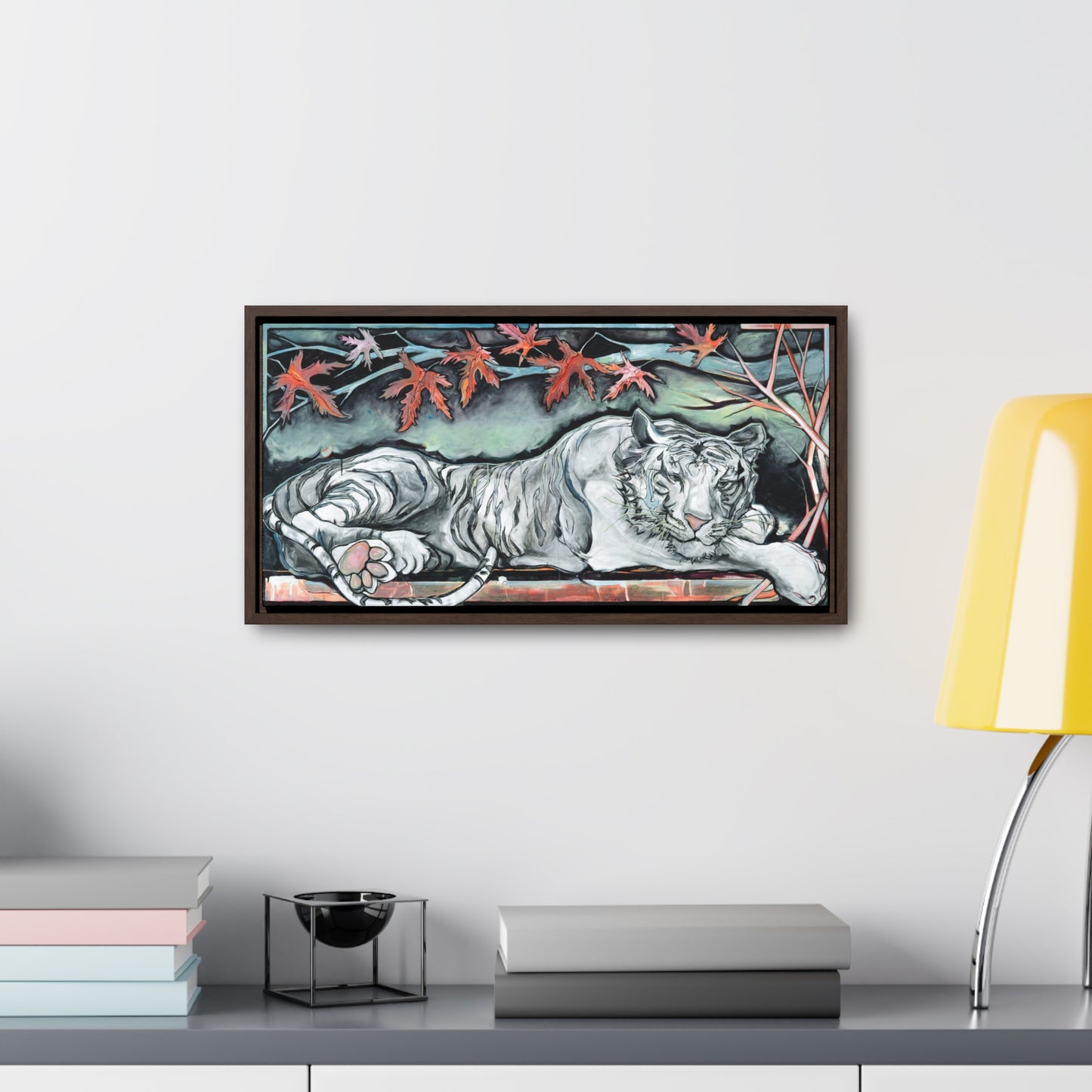 "White Tiger" Framed Canvas Fine Art Reproduction by Zabrina Fine Art