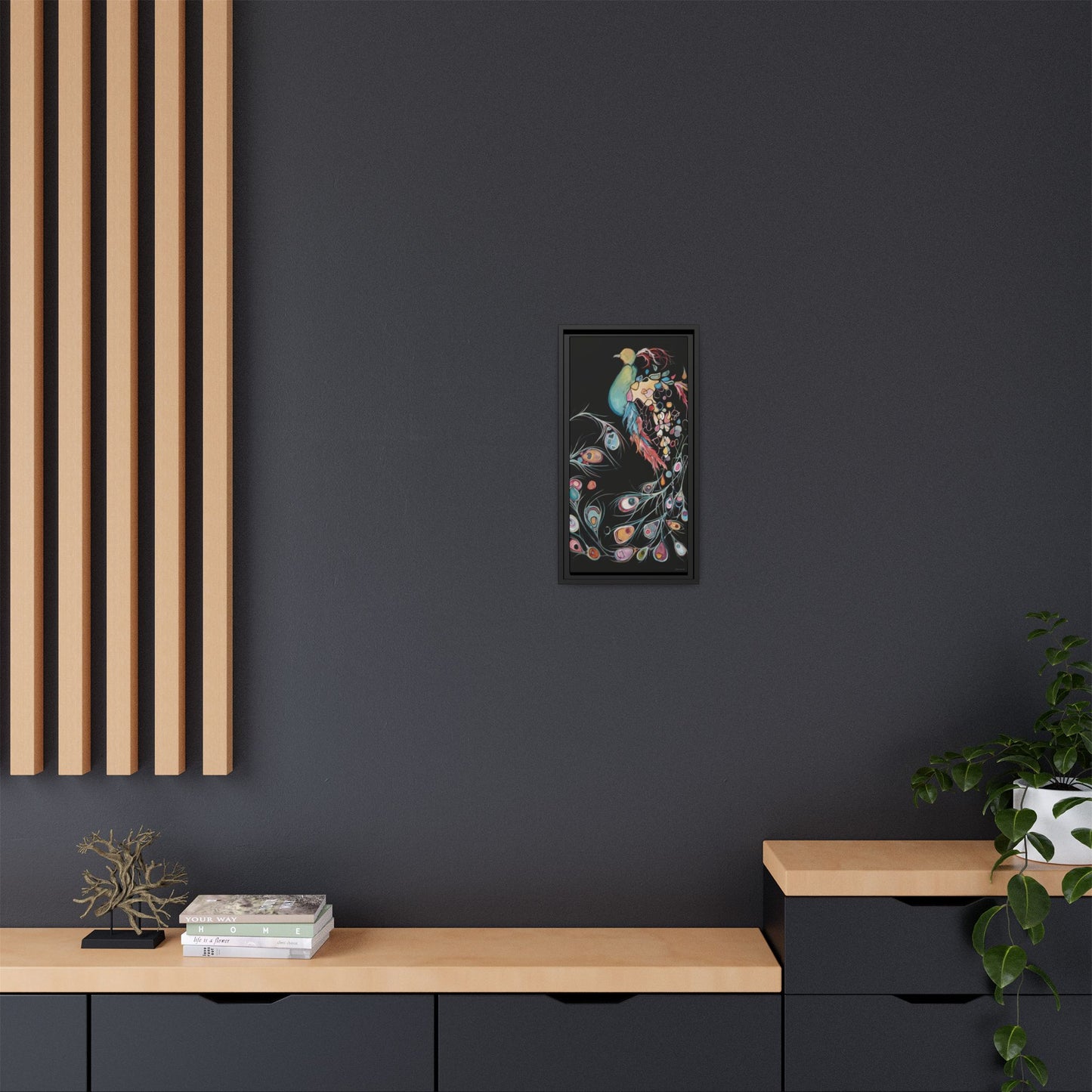 "Peacock" Framed Canvas Fine Art Reproduction by Zabrina Fine Art