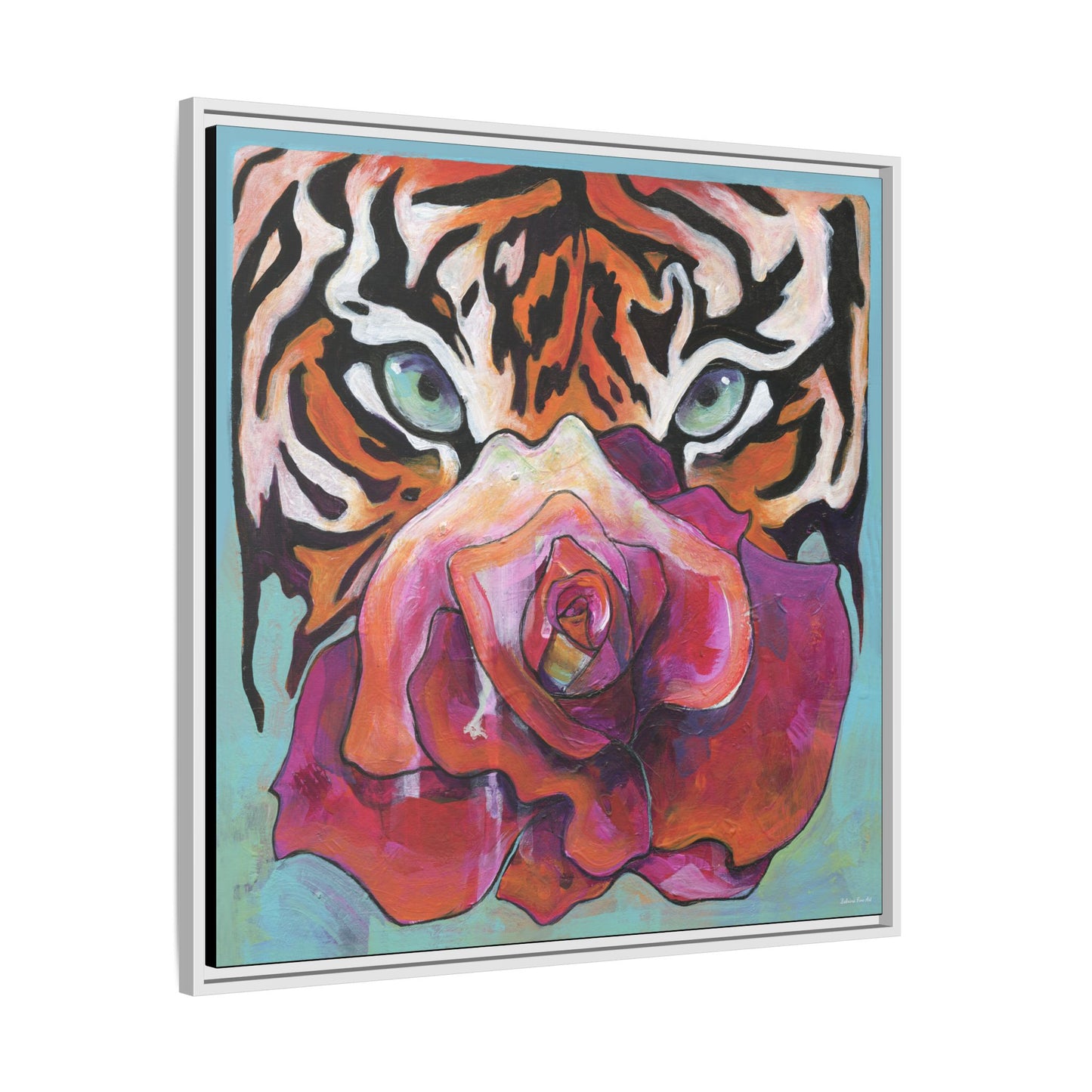 "Tiger Rose" Framed Canvas Fine Art Reproduction by Zabrina Fine Art