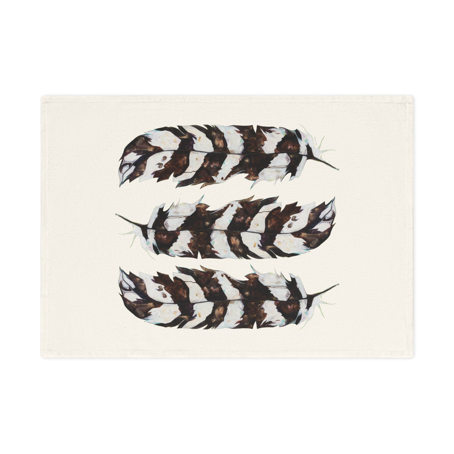 "Three Feathers" Cotton Tea Towel by Zabrina Fine Art