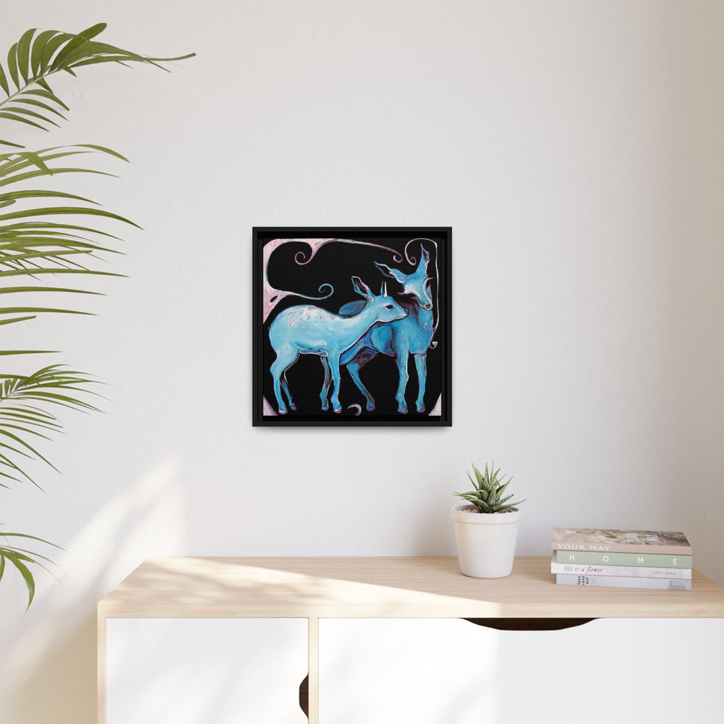 "Deer Love" Framed Canvas Fine Art Reproduction by Zabrina Fine Art