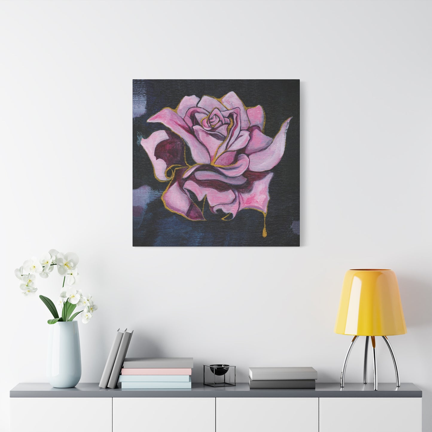 "Gilded Rose" Unframed Canvas Black Edge Reproduction by Zabrina Fine Art