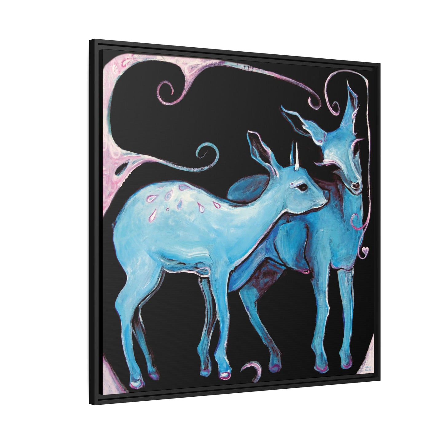 "Deer Love" Framed Canvas Fine Art Reproduction by Zabrina Fine Art