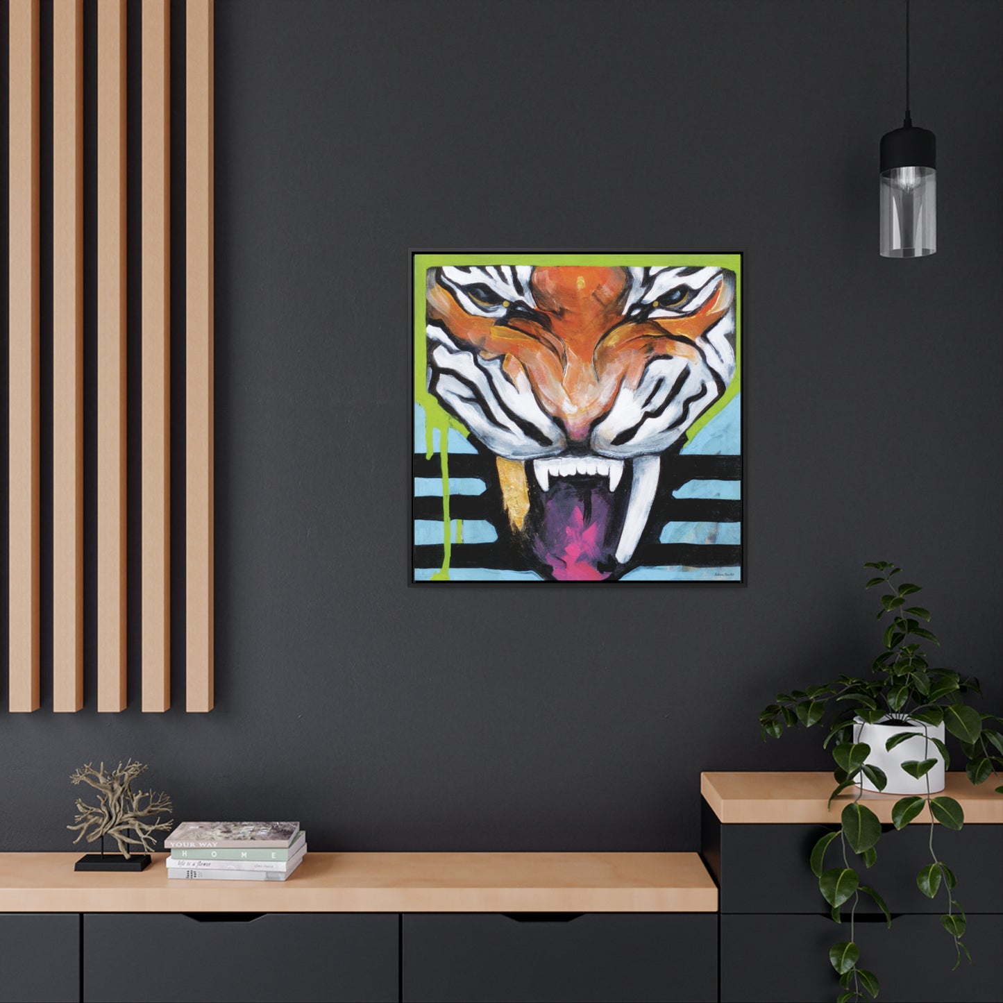 "Tiger Fang" Framed Canvas Fine Art Reproduction by Zabrina Fine Art