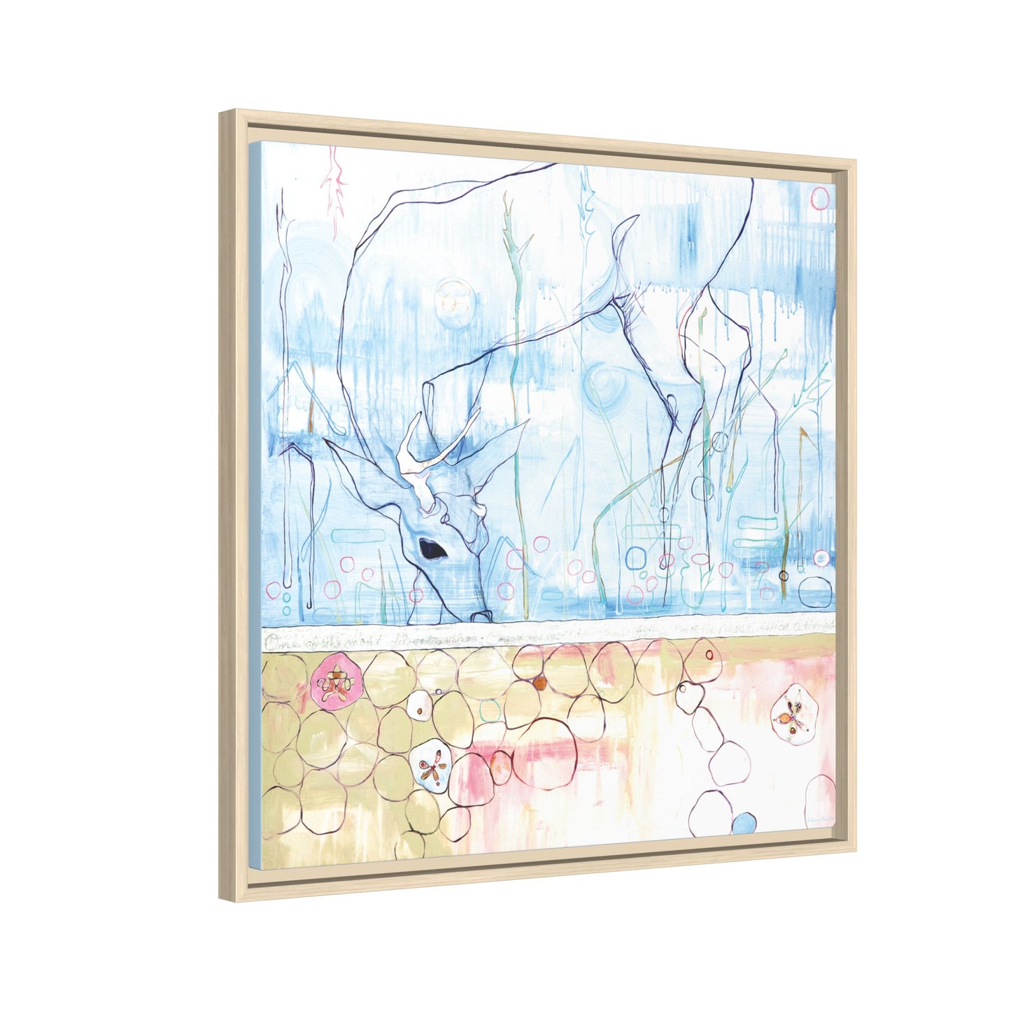 "One Antler Deer" Framed Canvas Fine Art Reproduction by Zabrina Fine Art