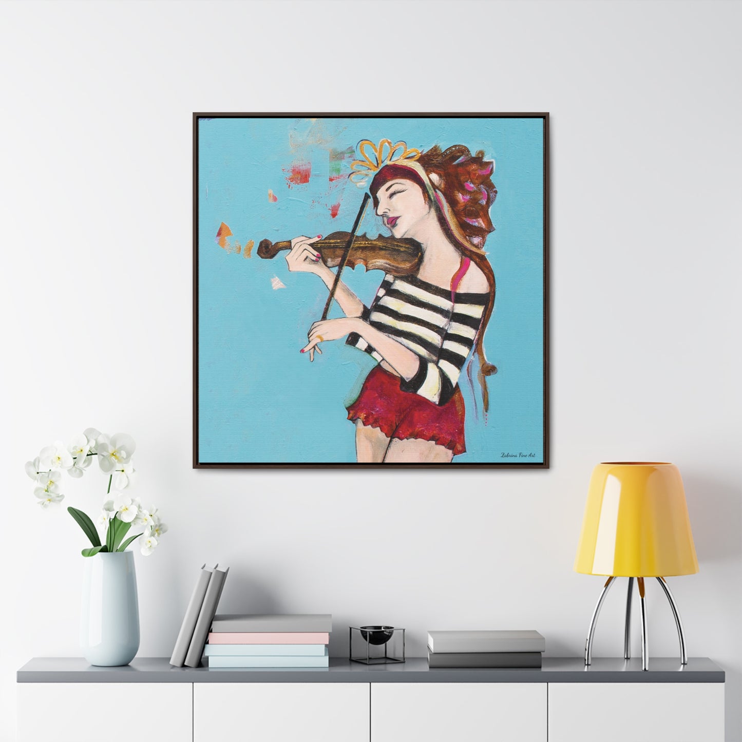 "The Violinist" Framed Canvas Fine Art Reproduction by Zabrina Fine Art