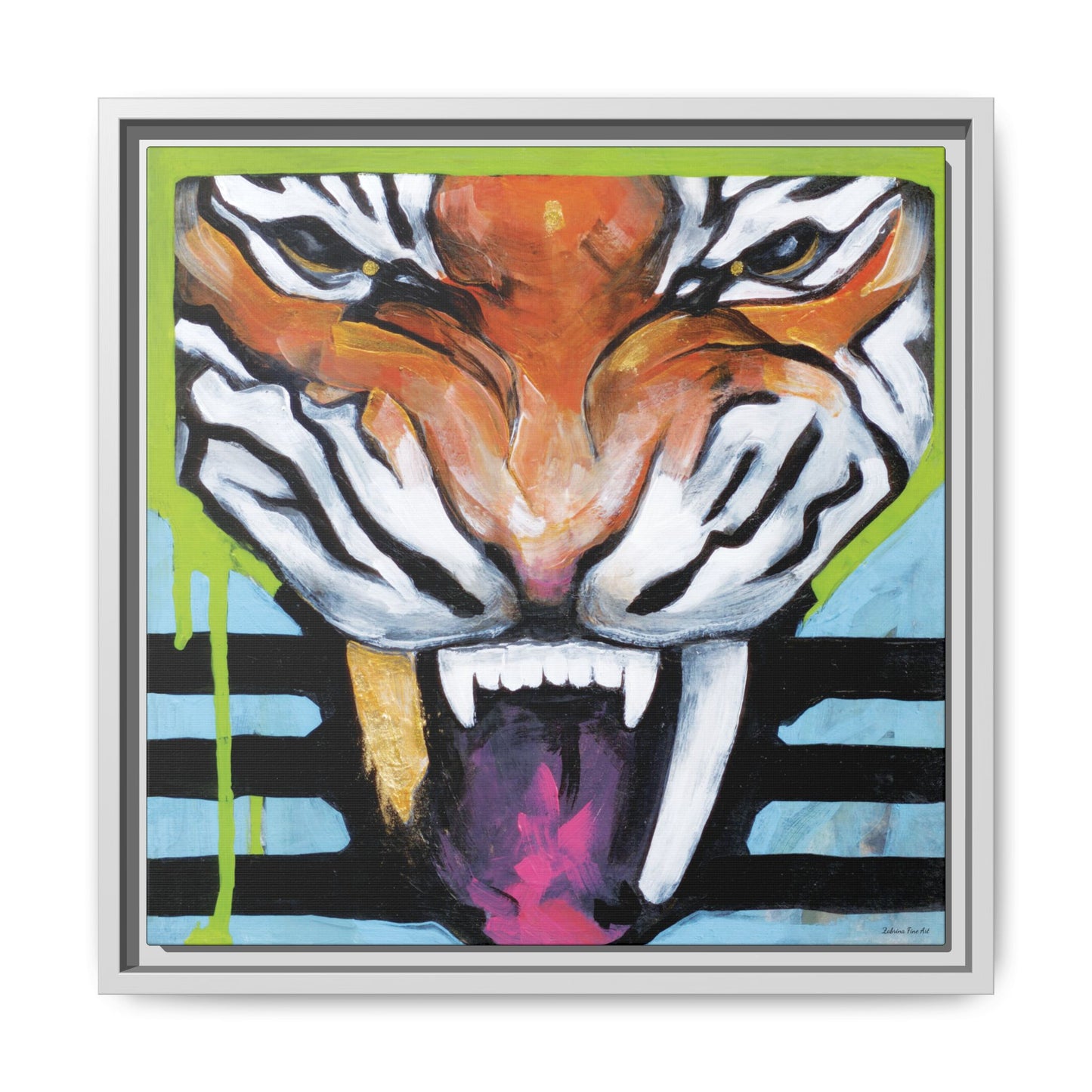 "Tiger Fang" Framed Canvas Fine Art Reproduction by Zabrina Fine Art