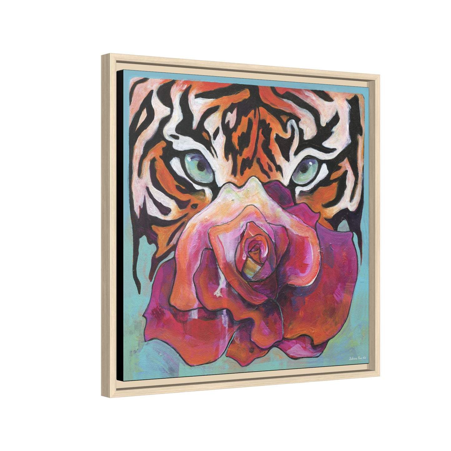 "Tiger Rose" Framed Canvas Fine Art Reproduction by Zabrina Fine Art