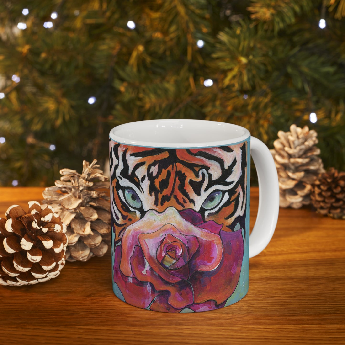 "Tiger Rose" Ceramic Mug by Zabrina Fine Art