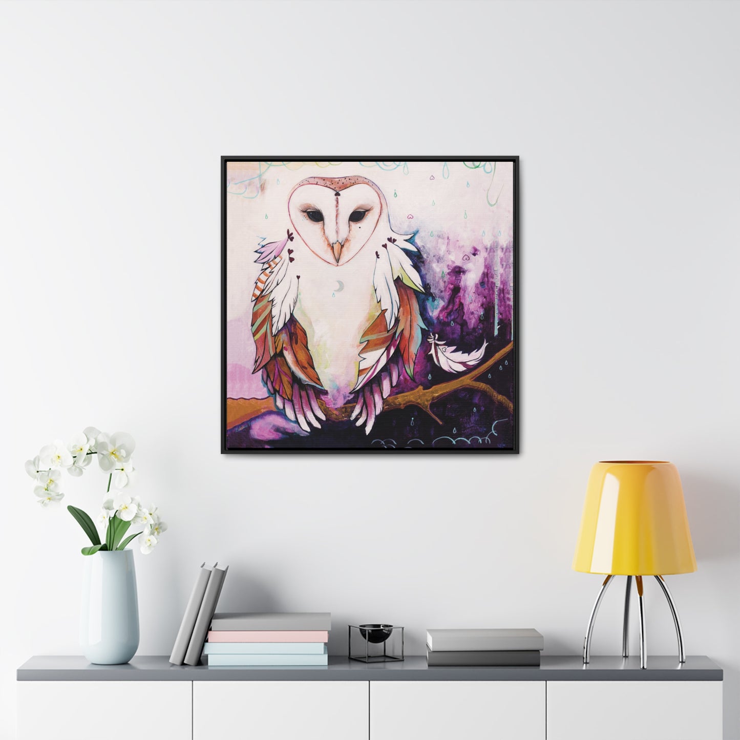 "Rainy Day Owl" Framed Canvas Fine Art Reproduction by Zabrina Fine Art