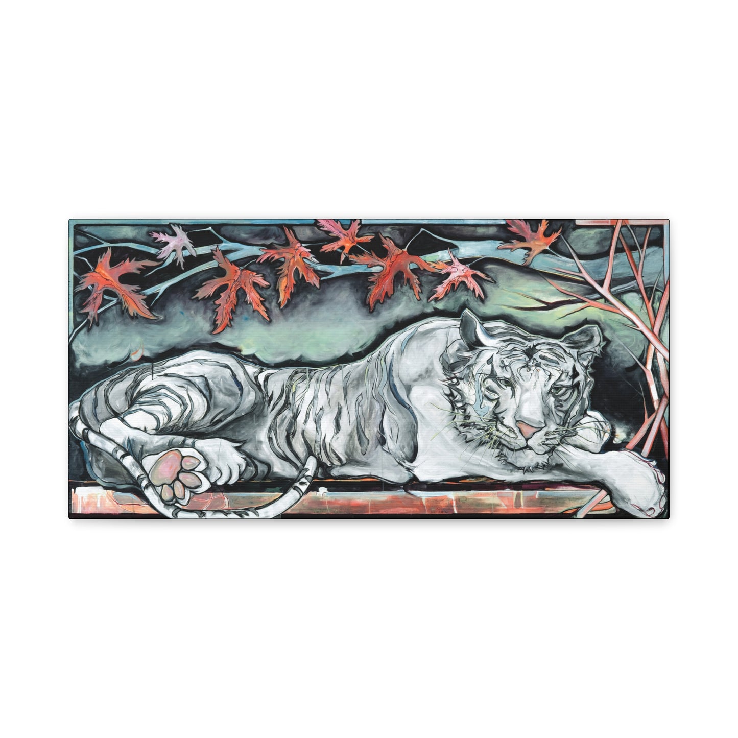 "White Tiger" Unframed Canvas Black Edge Reproduction by Zabrina Fine Art