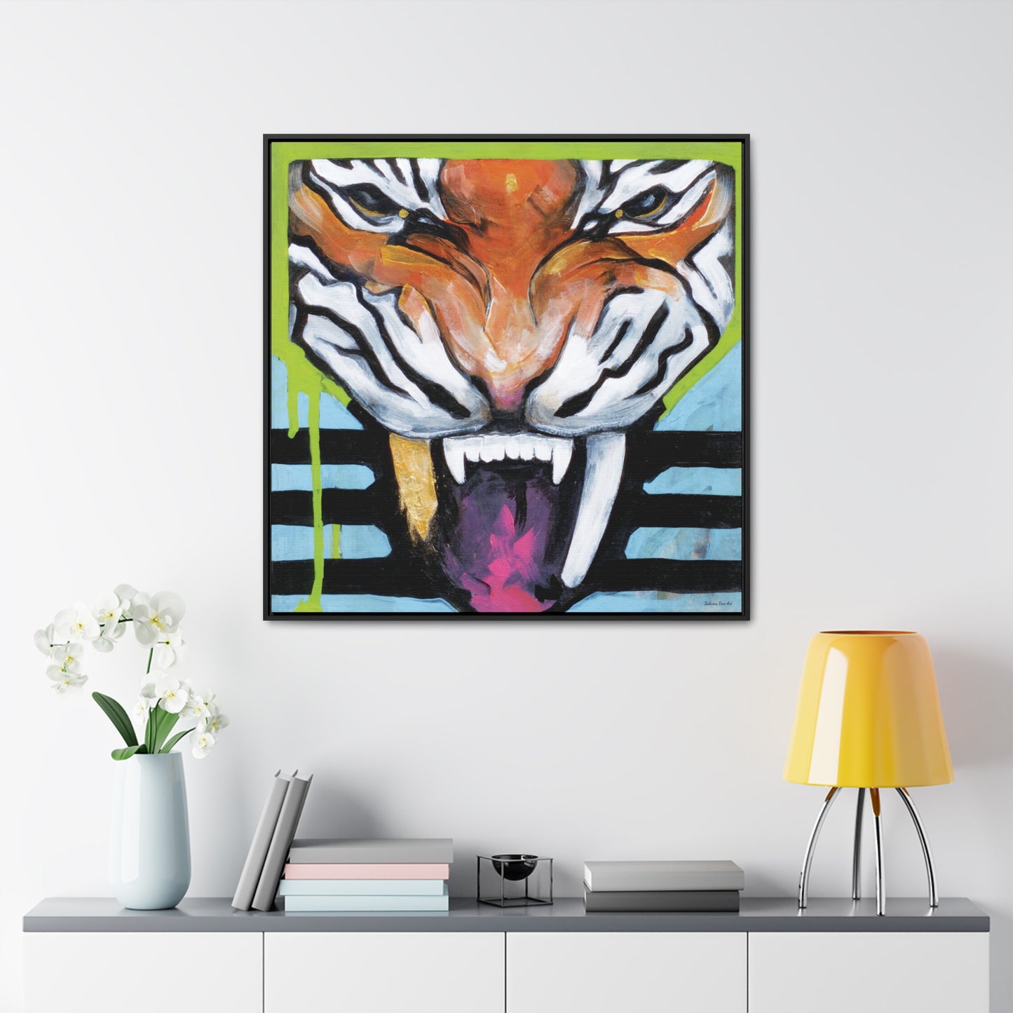 "Tiger Fang" Framed Canvas Fine Art Reproduction by Zabrina Fine Art