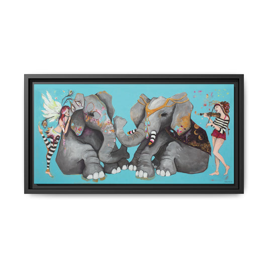 "Elephant Love" Framed Canvas Fine Art Reproduction by Zabrina Fine Art