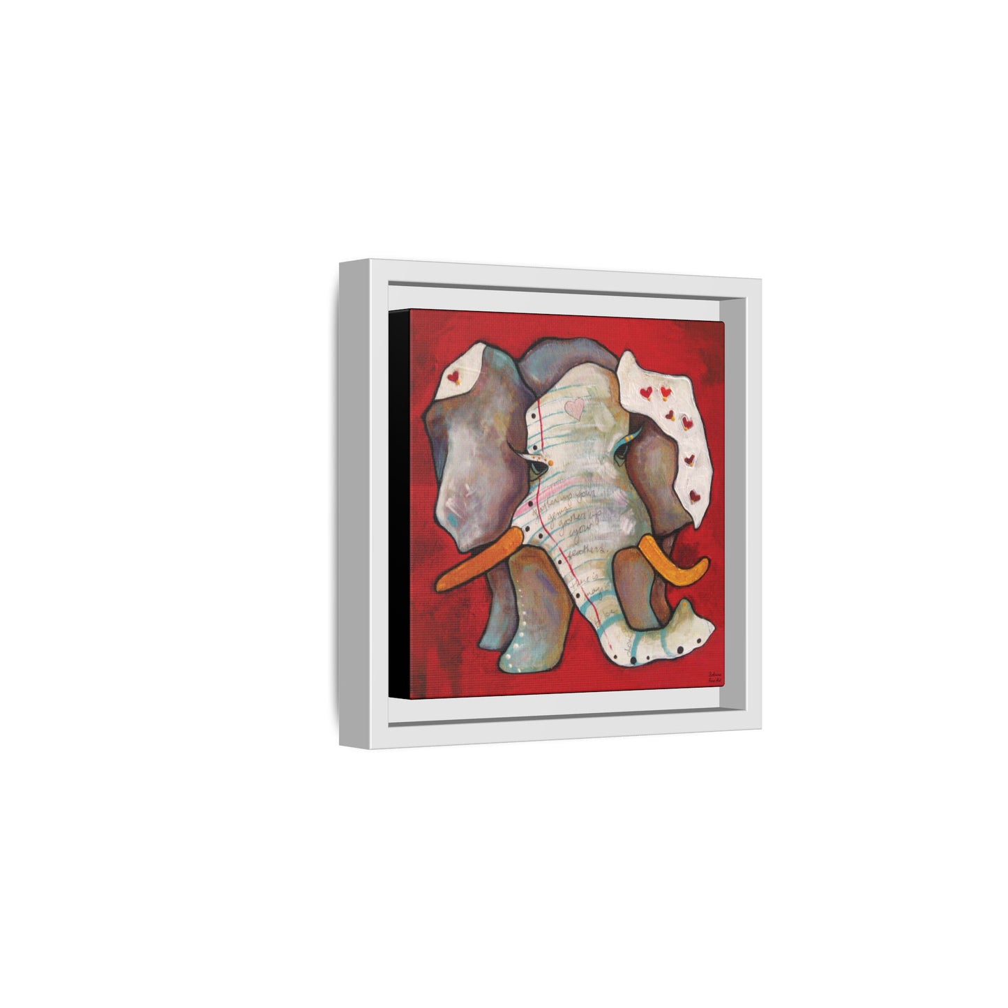 "Red Heart Elephant" Framed Canvas Fine Art Reproduction by Zabrina Fine Art
