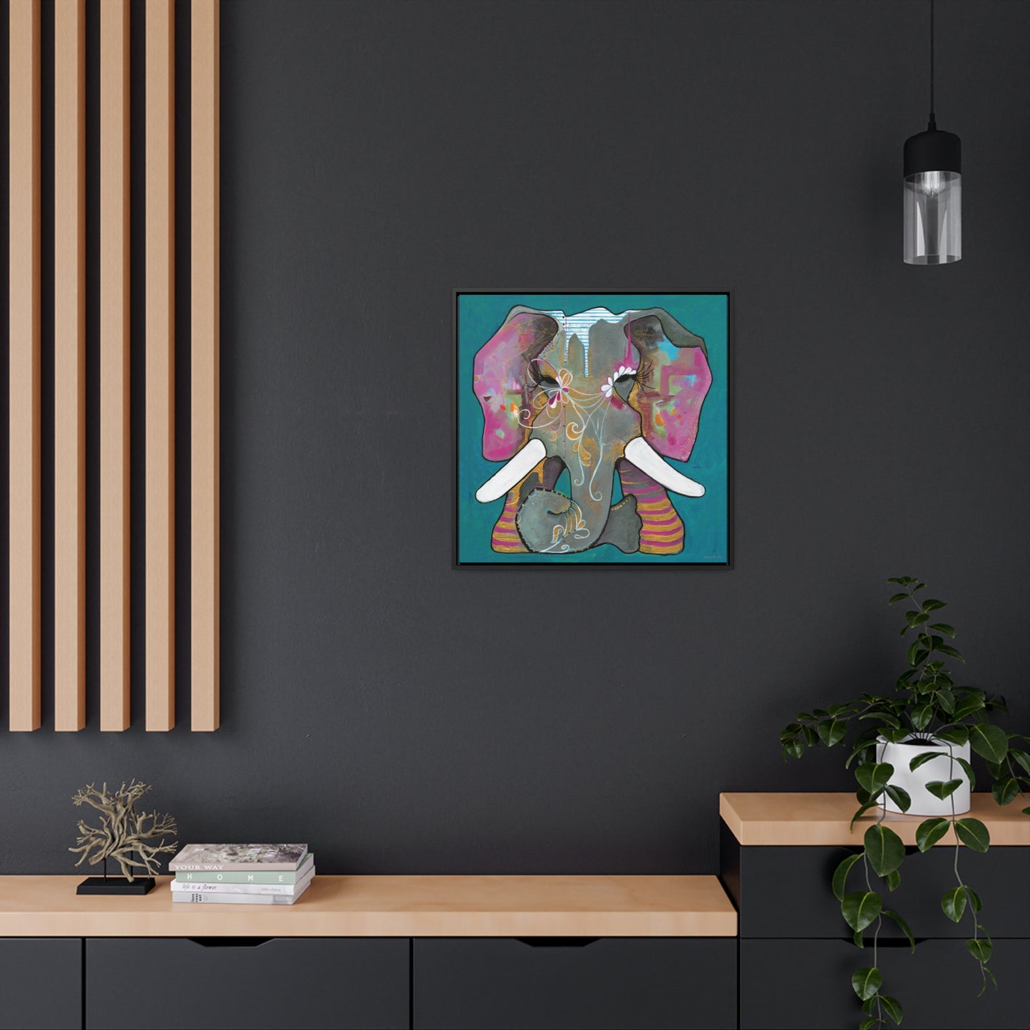 "Romeo Elephant" Framed Canvas Fine Art Reproduction by Zabrina Fine Art