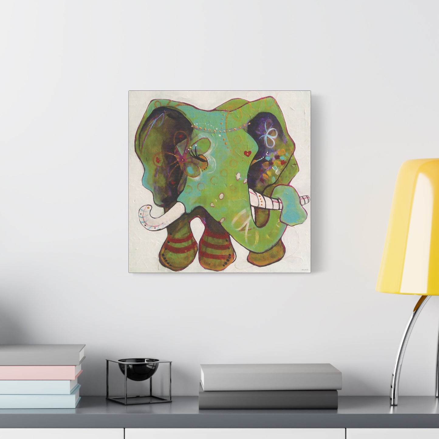 "Green Elephant" Unframed Canvas Bossanova Purple Edge Reproduction by Zabrina Fine Art