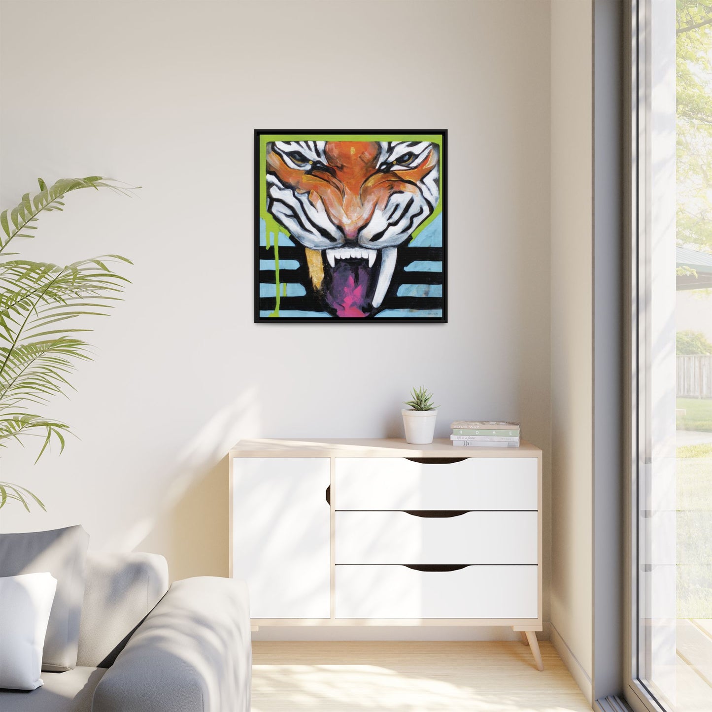 "Tiger Fang" Framed Canvas Fine Art Reproduction by Zabrina Fine Art