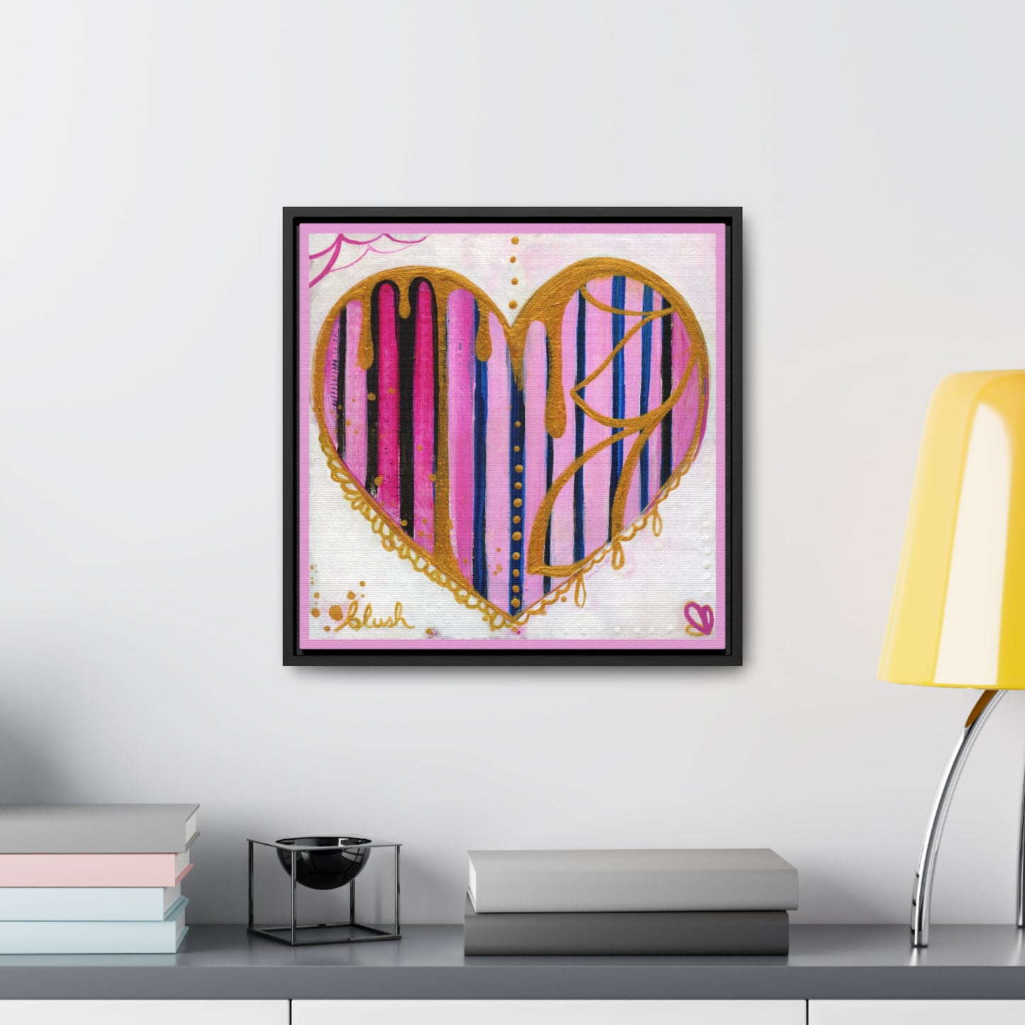 "Blush Party Heart" Framed Canvas Fine Art Reproduction by Zabrina Fine Art