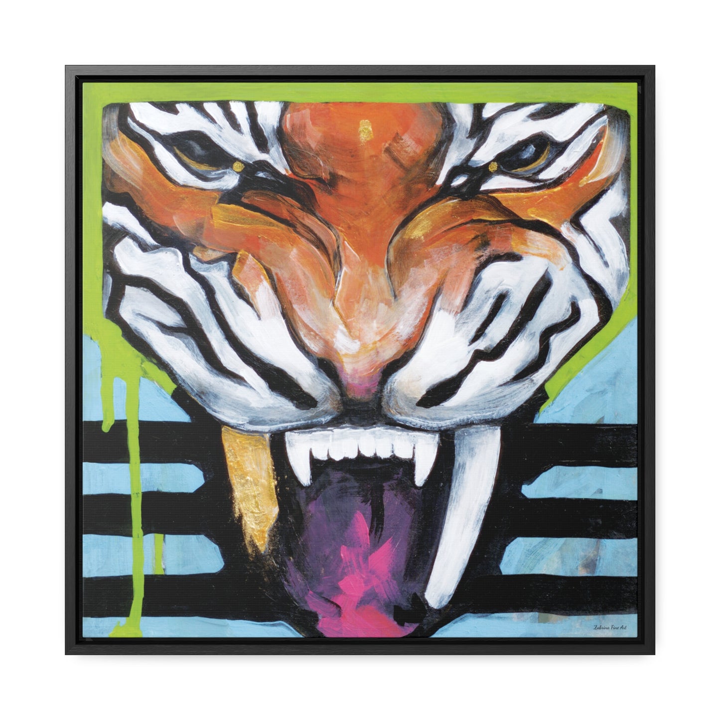 "Tiger Fang" Framed Canvas Fine Art Reproduction by Zabrina Fine Art