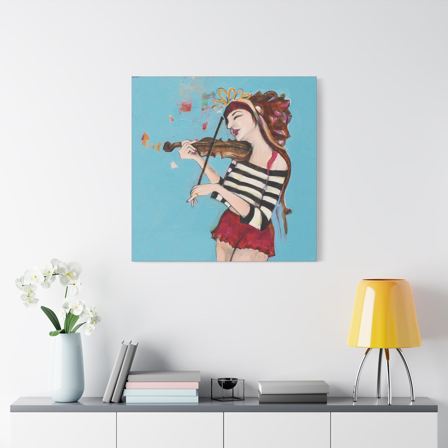 "The Violinist" Unframed Canvas Red Edge Reproduction by Zabrina Fine Art