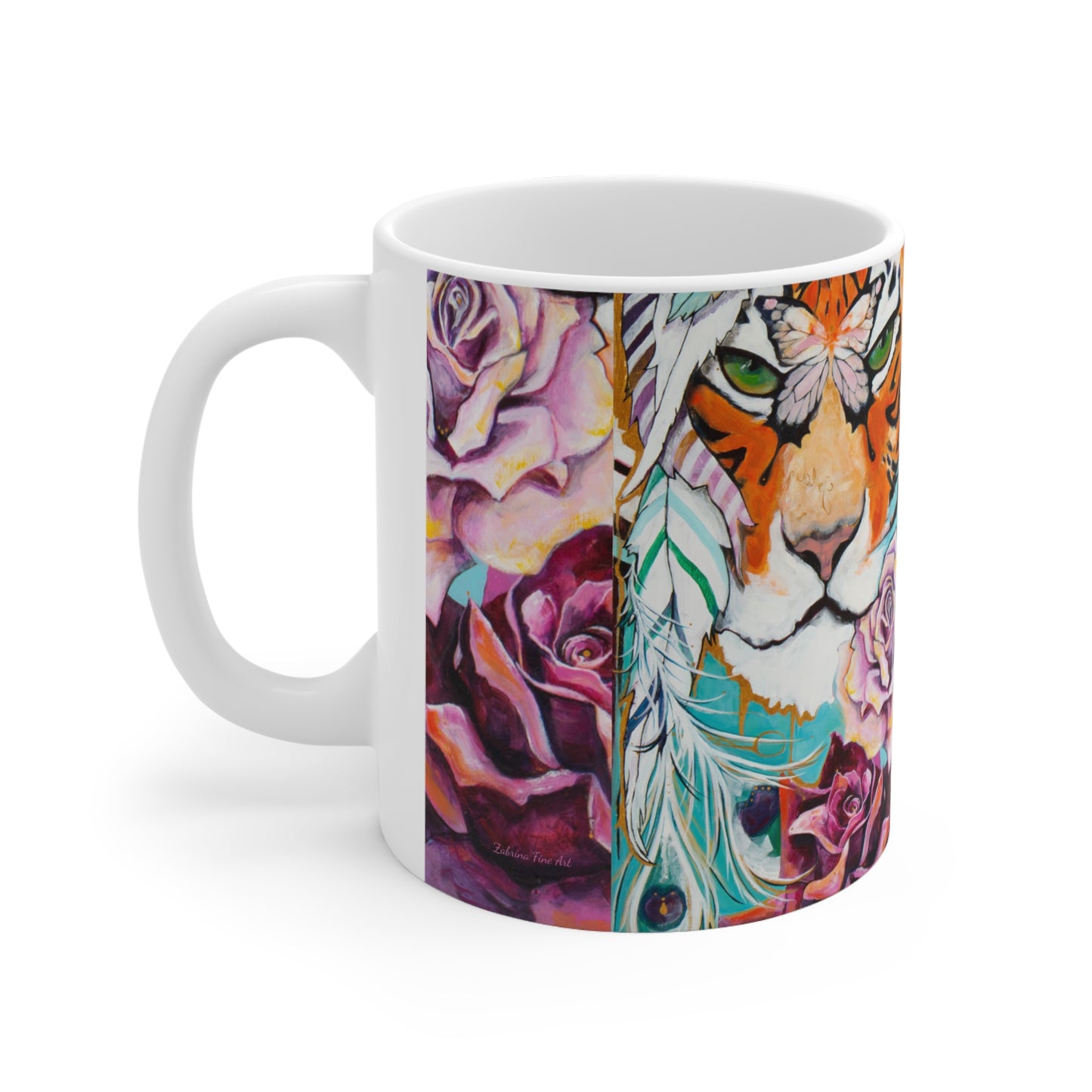 "Tiger Rose" Ceramic Mug by Zabrina Fine Art