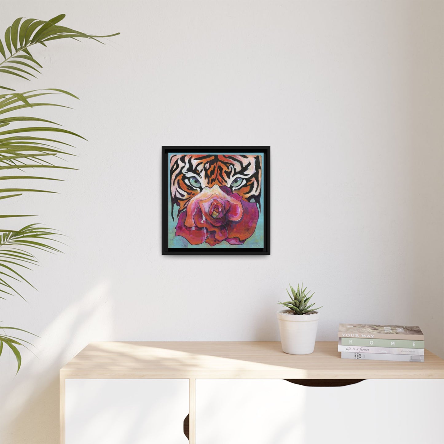 "Tiger Rose" Framed Canvas Fine Art Reproduction by Zabrina Fine Art