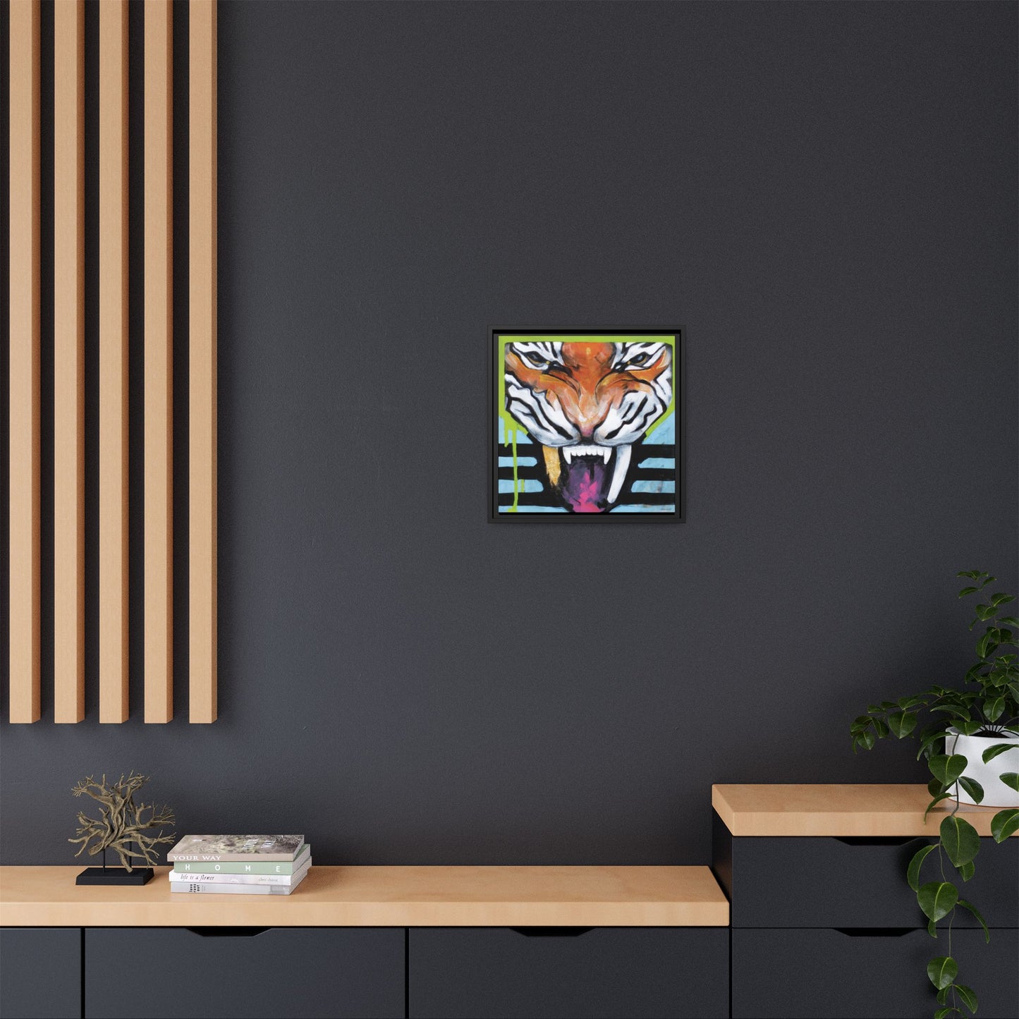 "Tiger Fang" Framed Canvas Fine Art Reproduction by Zabrina Fine Art