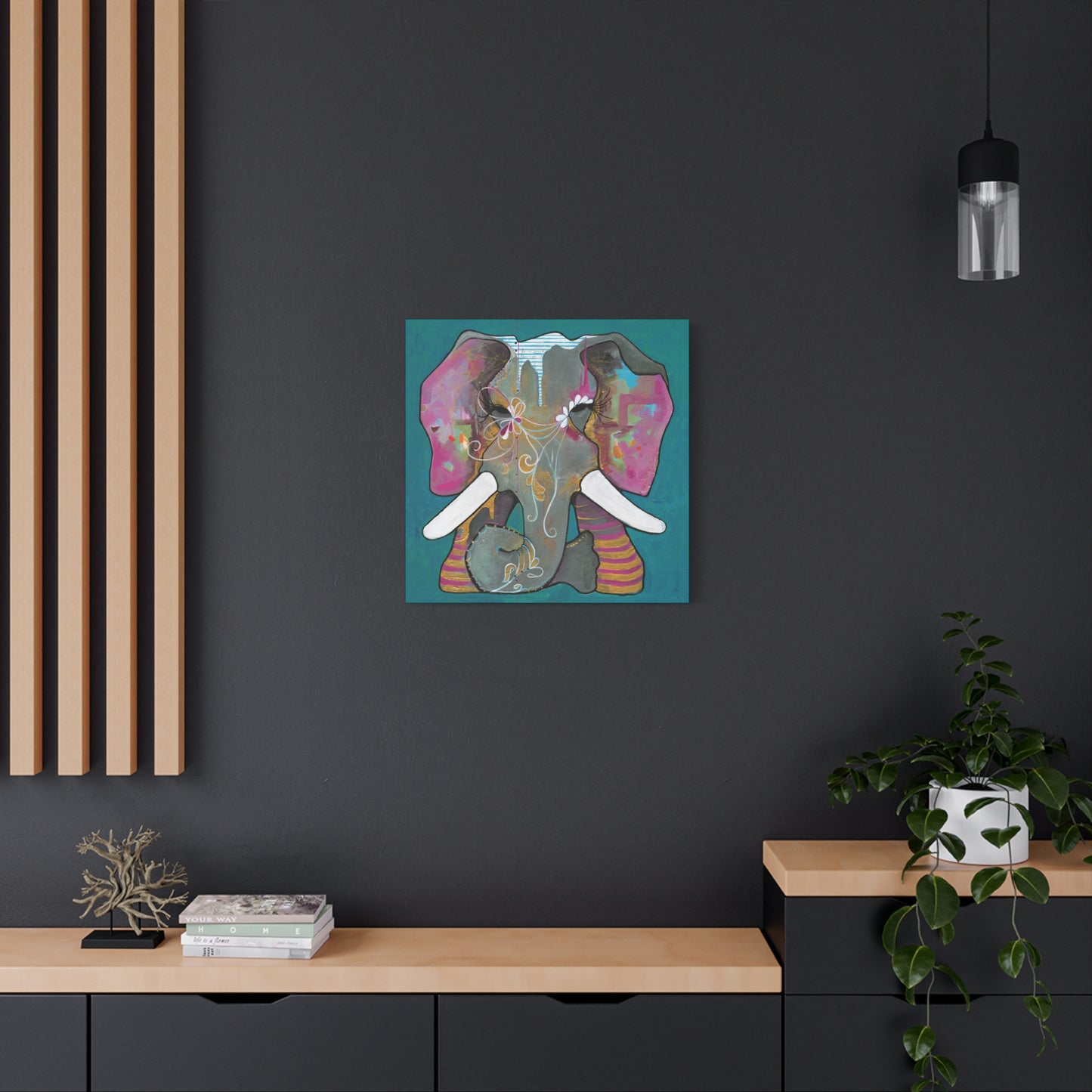 "Romeo Elephant" Unframed Canvas Black Edge Reproduction by Zabrina Fine Art