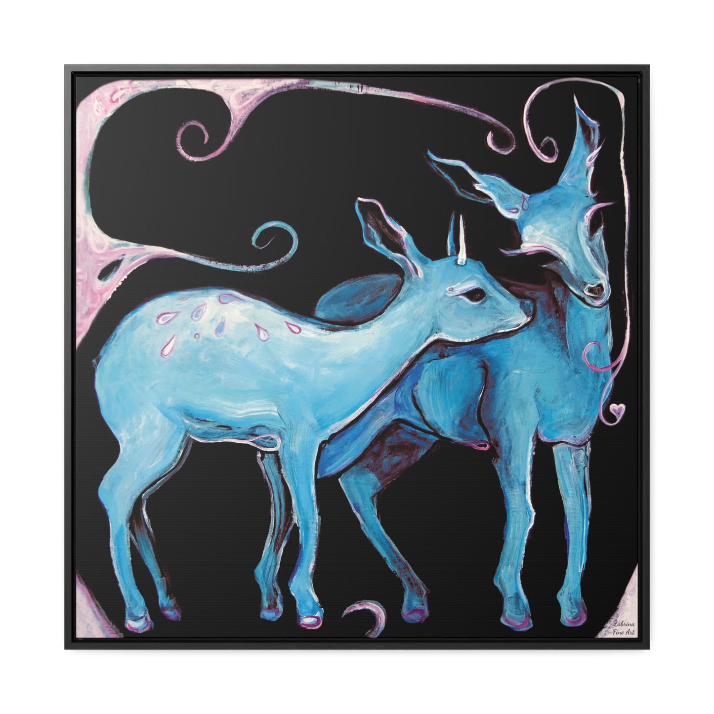 "Deer Love" Framed Canvas Fine Art Reproduction by Zabrina Fine Art