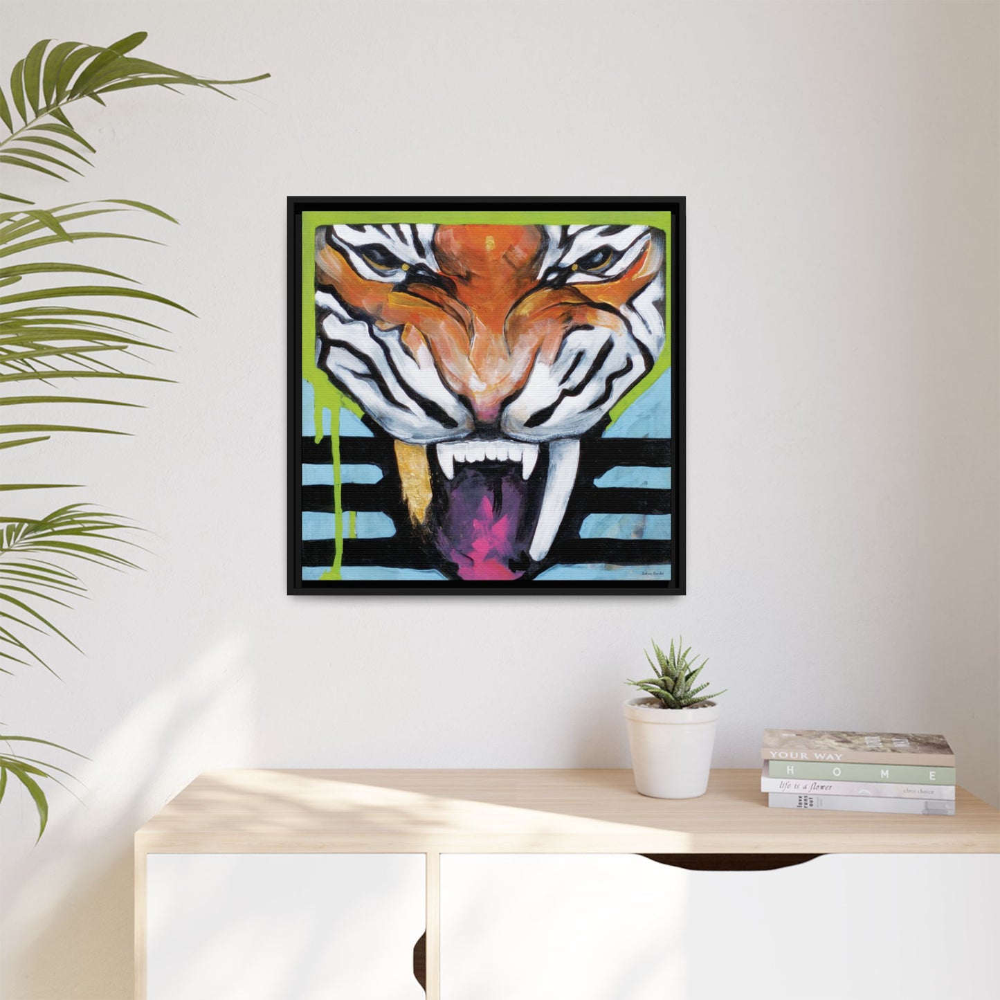 "Tiger Fang" Framed Canvas Fine Art Reproduction by Zabrina Fine Art