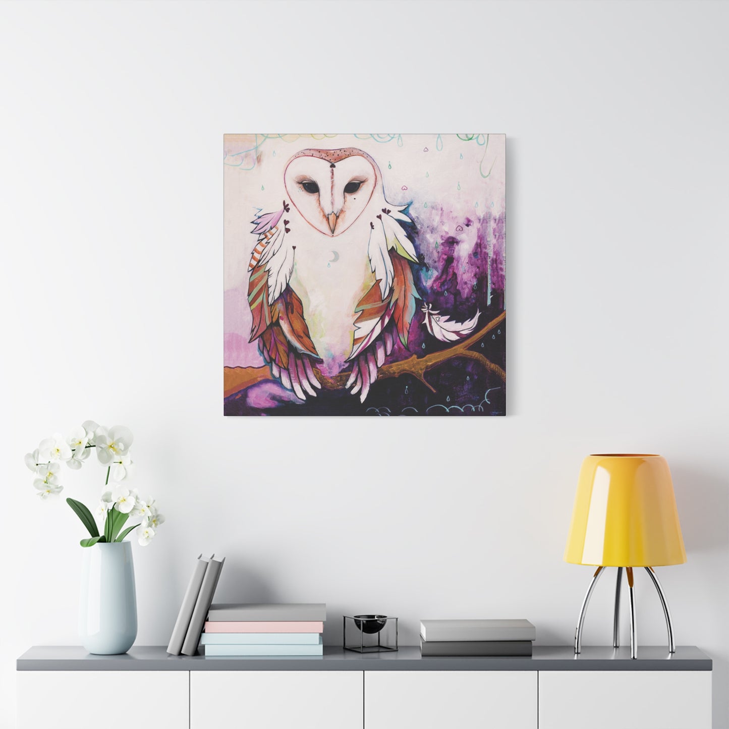 "Rainy Day Owl" Unframed Canvas Black Edge Reproduction by Zabrina Fine Art