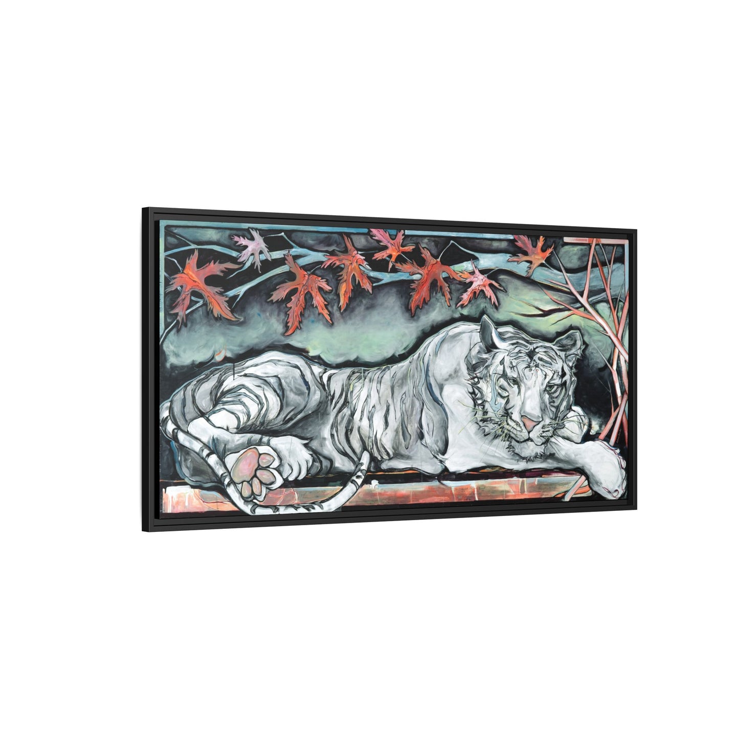 "White Tiger" Framed Canvas Fine Art Reproduction by Zabrina Fine Art