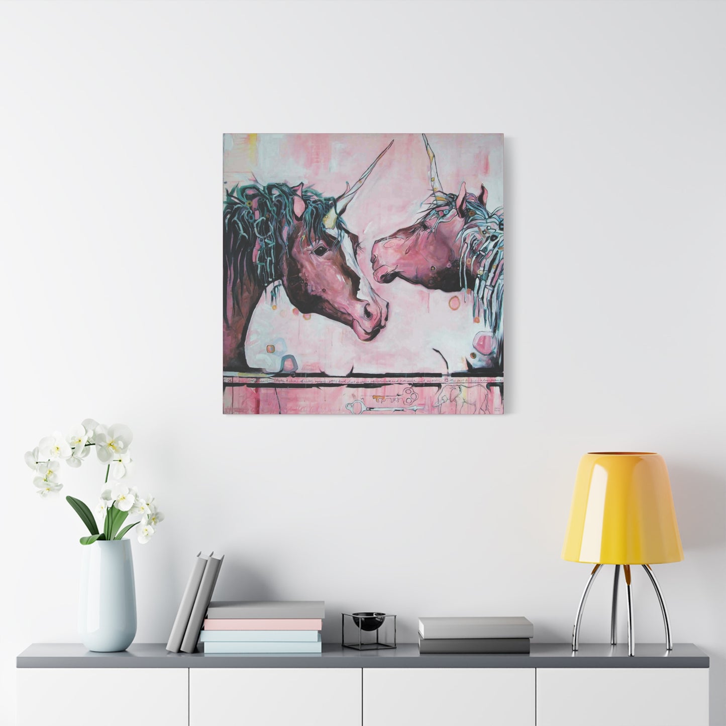 "Unicorns Are Real" Unframed Canvas Pink Edge Reproduction by Zabrina Fine Art