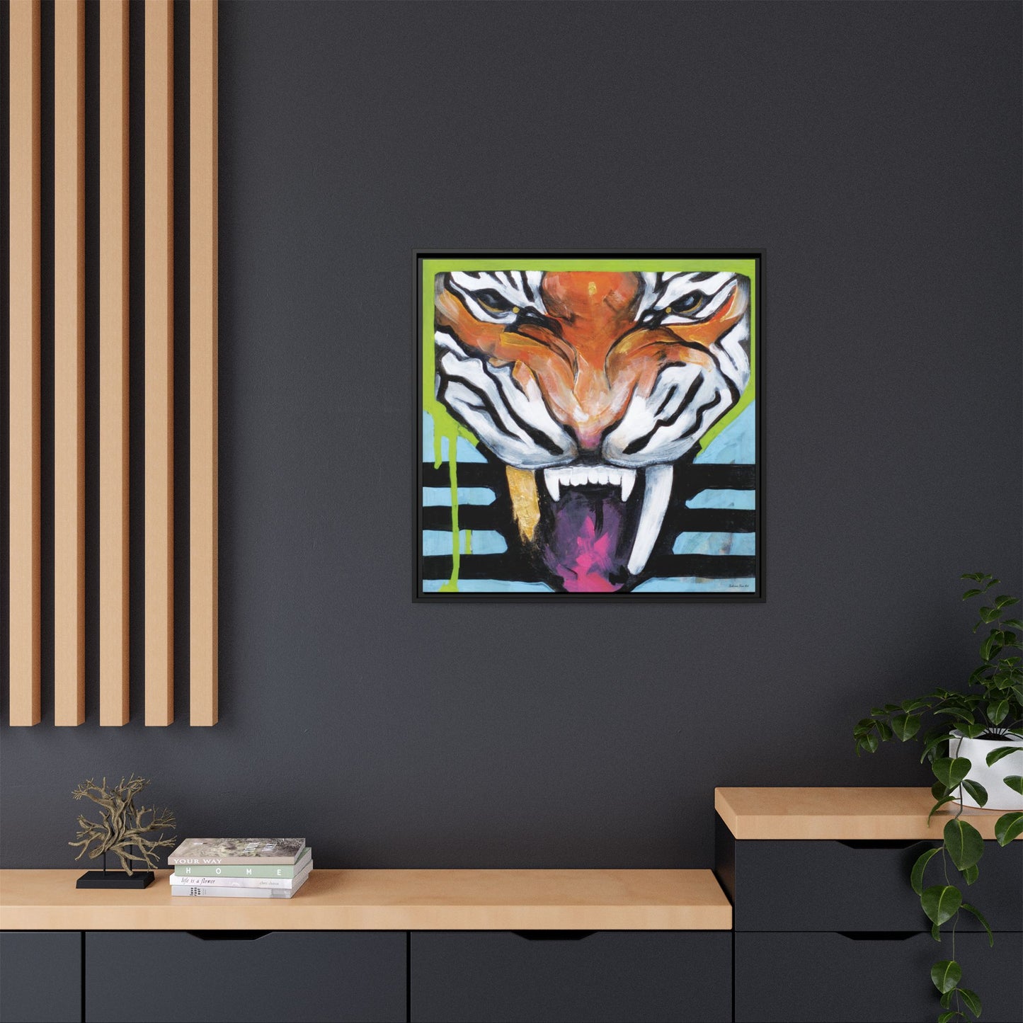 "Tiger Fang" Framed Canvas Fine Art Reproduction by Zabrina Fine Art