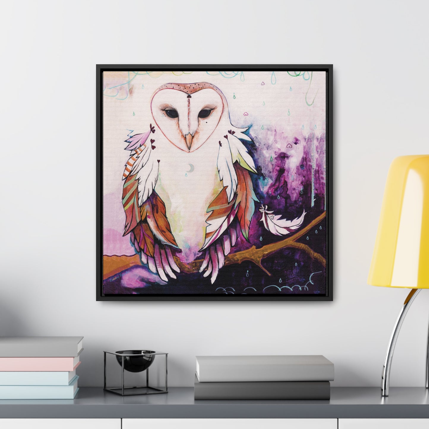 "Rainy Day Owl" Framed Canvas Fine Art Reproduction by Zabrina Fine Art