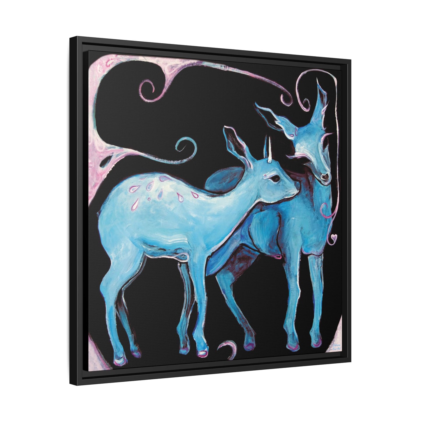 "Deer Love" Framed Canvas Fine Art Reproduction by Zabrina Fine Art