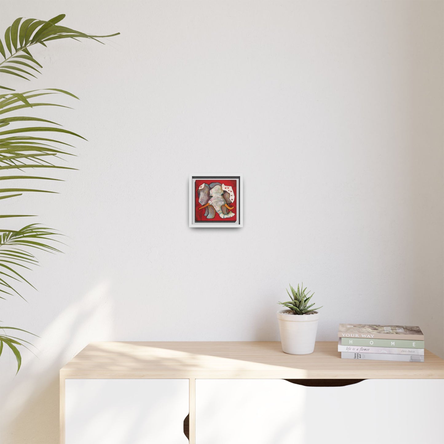 "Red Heart Elephant" Framed Canvas Fine Art Reproduction by Zabrina Fine Art