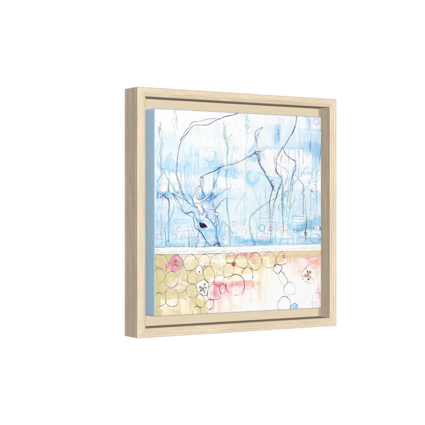 "One Antler Deer" Framed Canvas Fine Art Reproduction by Zabrina Fine Art