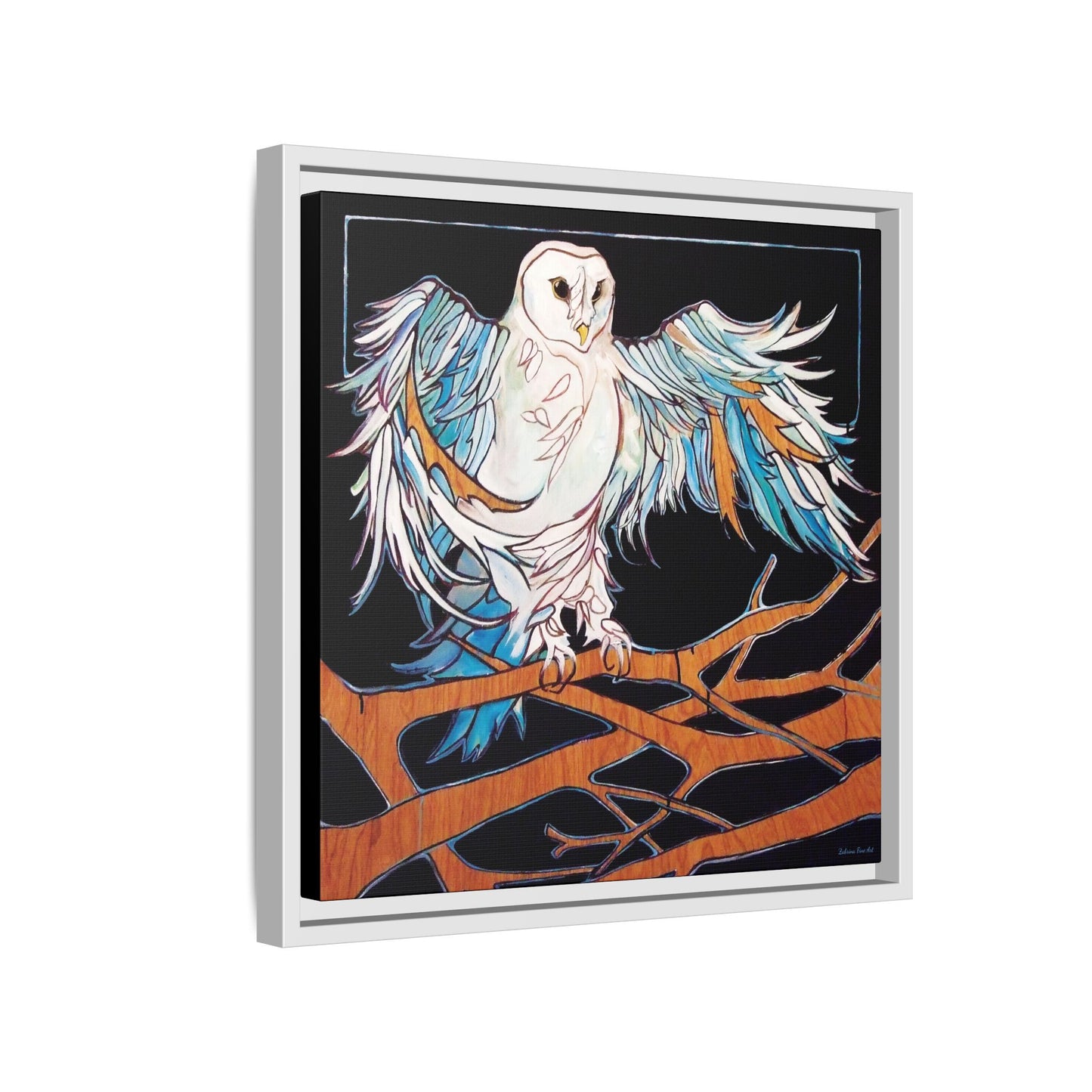 "Blue Owl" Framed Canvas Fine Art Reproduction by Zabrina Fine Art